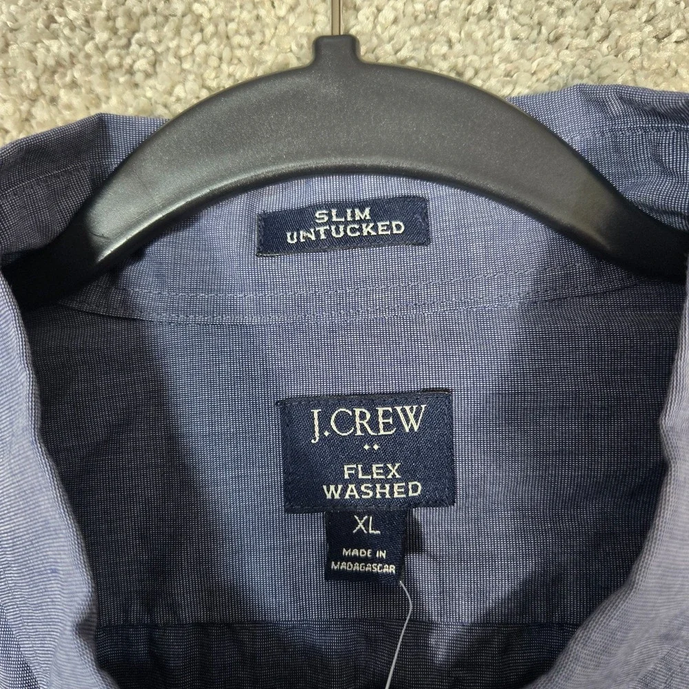 J. Crew shirt Slim Untucked Flex Oxford mens XL Blue long sleeve J Crew NEW - Picture 3 of 8